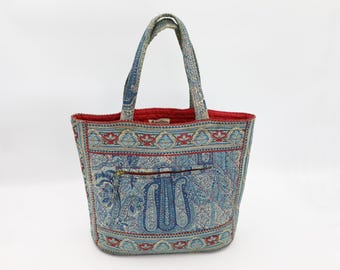 Bolso de mano de algodón Mark Cross de los años 40 y 50, Valdrôme, fabricado en Francia