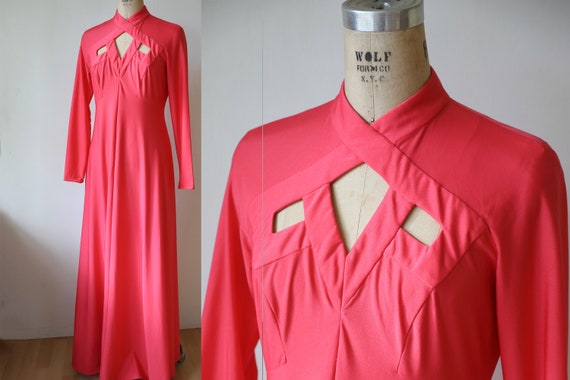 1970s Pink Robert David Morton Maxi Dress