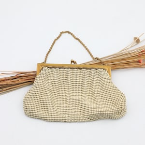 Vintage Whiting and Davis Cream Metal Mesh Handbag