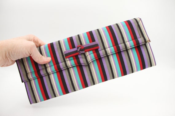 Striped Silk Lennox Clutch - image 1
