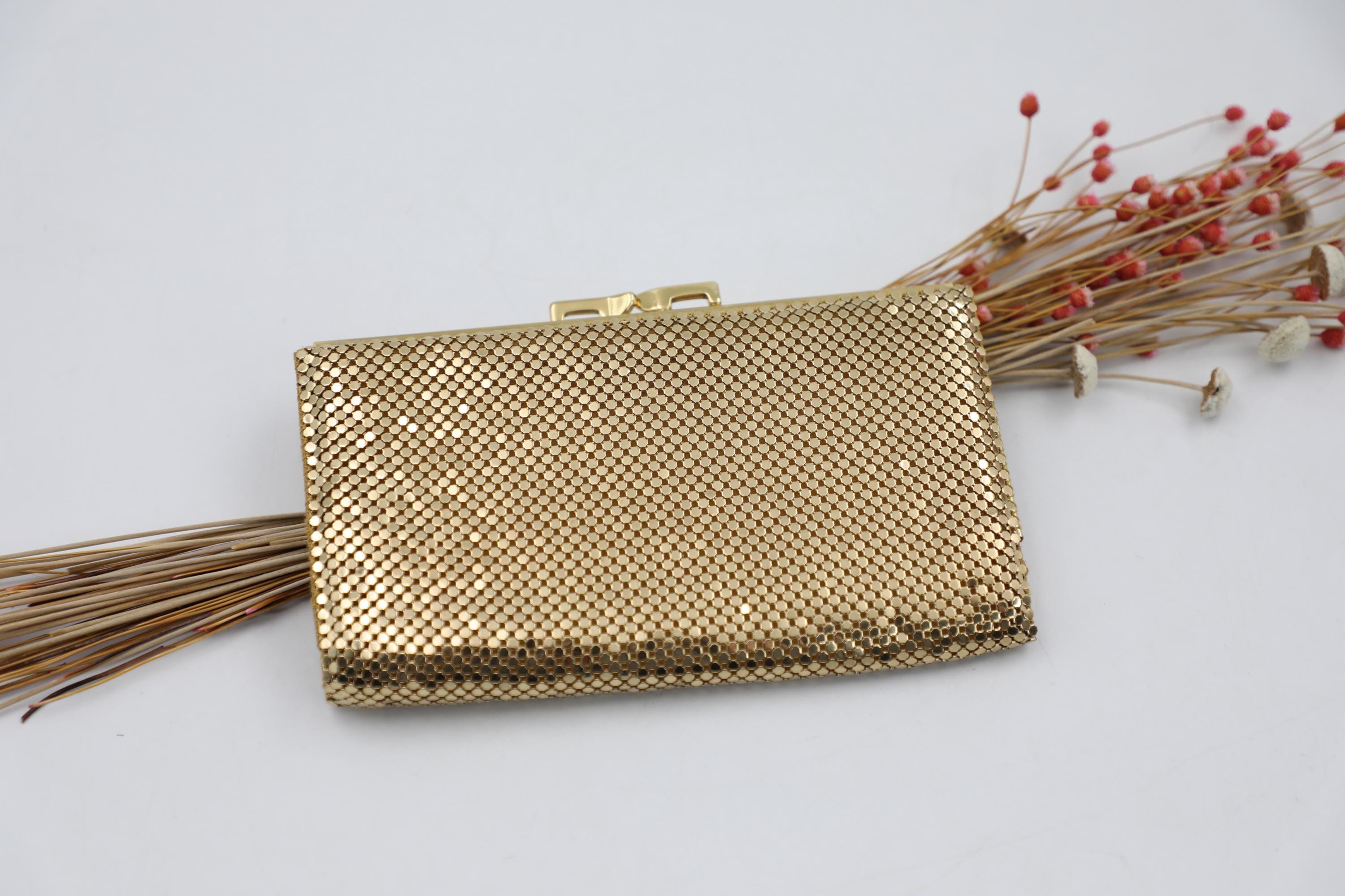 NOS Whiting and Davis Gold Mesh Checkbook Wallet - Etsy display picture 3