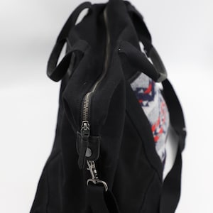 Pendleton Black Gray Duffel Bag- Large Canvas Wool Tote Bag for Travel, Work, School image 5