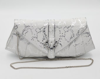 1980s Silver White Evening Bag