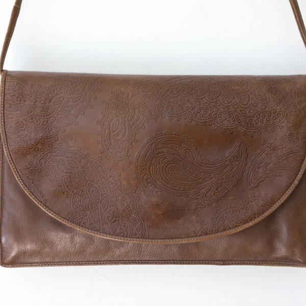 1970s/80s Italian Tooled Leather Handbag