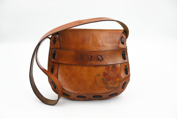 1970s Tooled Leather Handbag - image 1