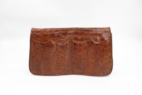 1930s 1940s Alligator Clutch Handbag - Vintage Large Exotic Skin Purse