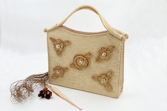 Straw Raffia Tote Handbag - image 1