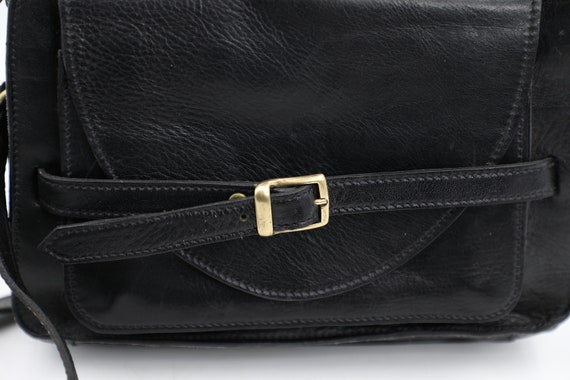 1960s Black Leather Shoulder Bag - image 3