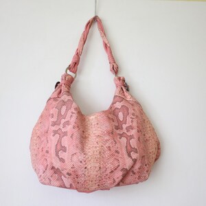 Y2K Marco Buggiani Pink Snake Hobo - Vintage Leather Slouchy Shoulder Bag