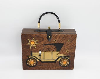 ヴィンテージのエニッド・コリンズ ウッドボックスパース、ジュエル