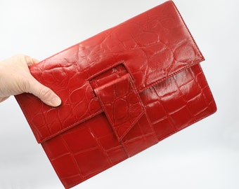 Vintage Red Croc Clutch