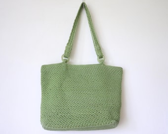 Torba na ramię SAK Crochet – wiosenna zielona torba z dzianiny tkanej