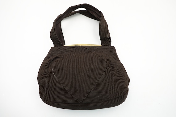 1930s Brown Cordé Handbag / Jemco Frame - image 2