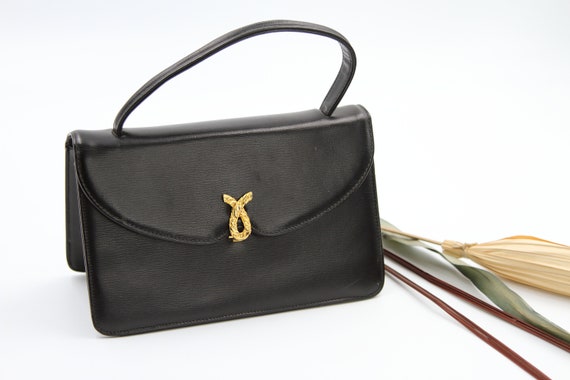 Vintage 1950s Black Box Purse