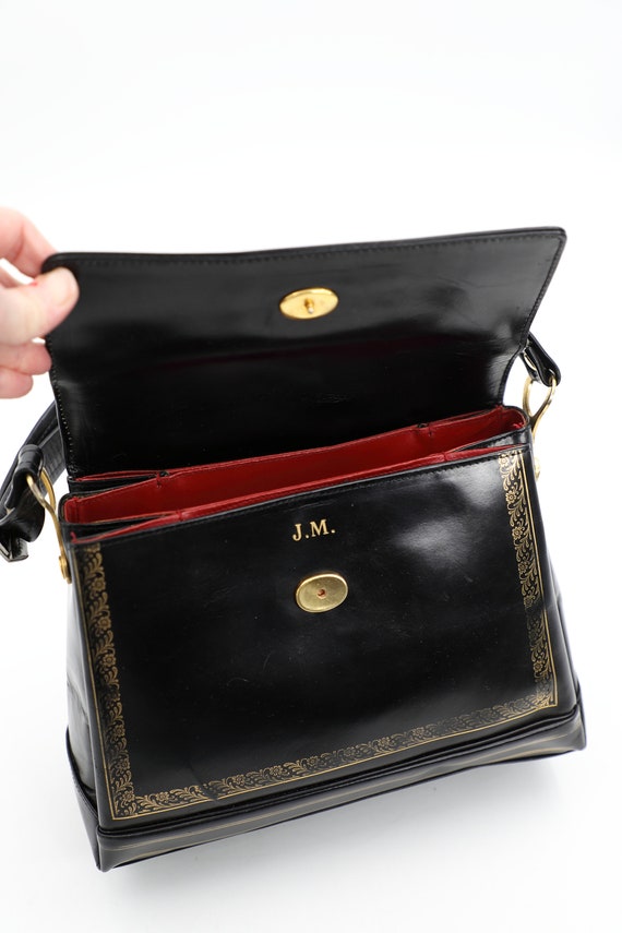 Vintage Italian Embossed Satchel Handbag - image 7