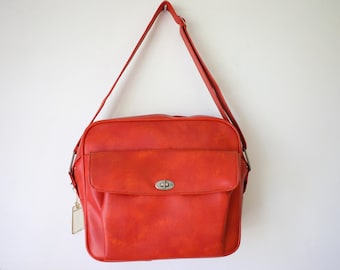 Bolsa de vuelo Samsonite Silhouette de vinilo naranja de los años 70: bolsa de viaje vintage para pasar la noche