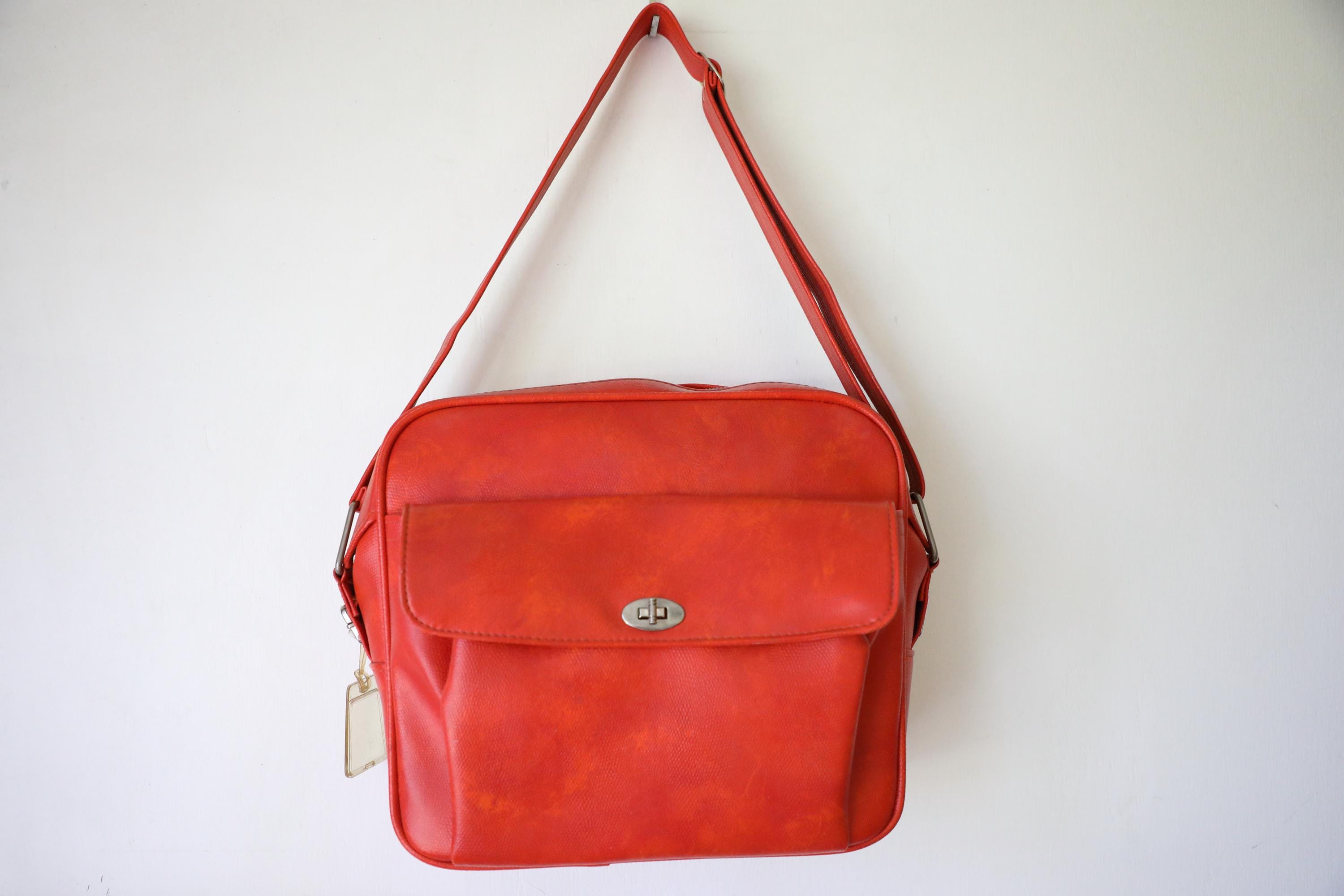 1970s Orange Samsonite Silhouette Vinyl Flight Bag - Vintage