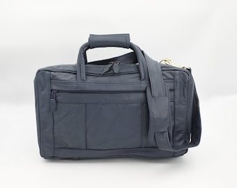 NOS Blue Leather Zipper Briefcase