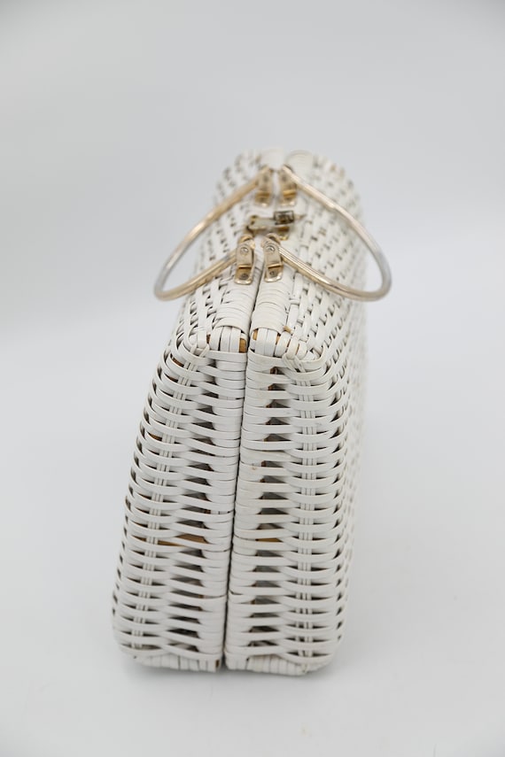 White Woven Rattan Basket Purse - image 4