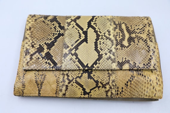 Margolin Snakeskin Clutch - 1960s Python Leather … - image 3