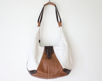 Vintage Stone Mountain Leather Bucket Hobo Shoulder Bag 