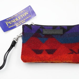 NOS Pendleton Wool Wristlet Pouch - Zipper Organizer Bag - New Old Stock