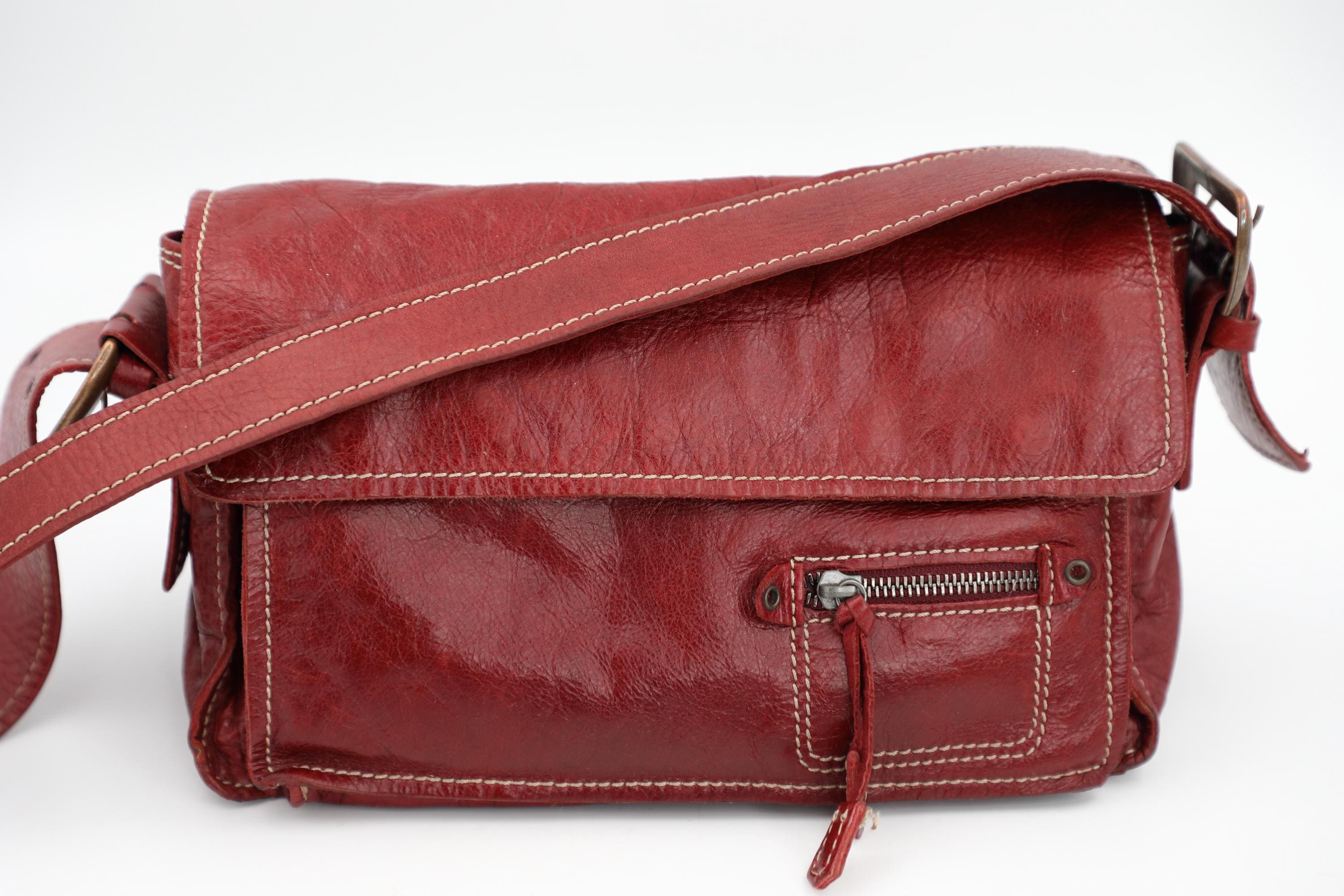 Francesco Biasia Red Leather Baguette Bag: Y2K Vintage Shoulder