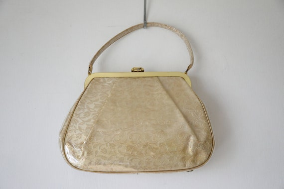 JR Florida Purse Gold Vinyl Handbag - image 9