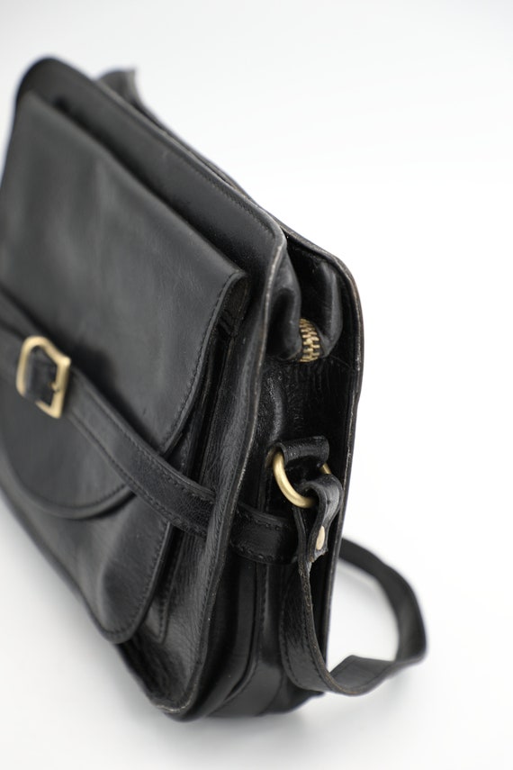1960s Black Leather Shoulder Bag - image 6