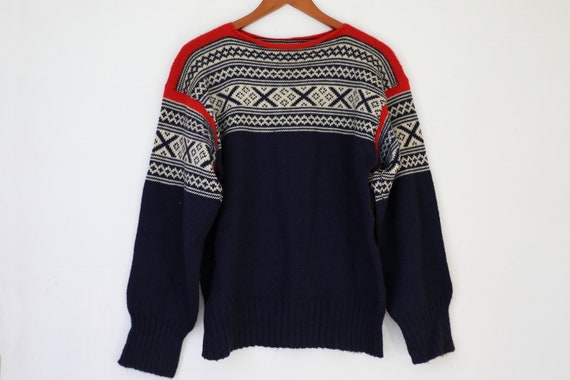 70s Blue Wool Ski Sweater - image 2