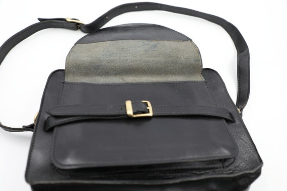 1960s Black Leather Shoulder Bag - image 7