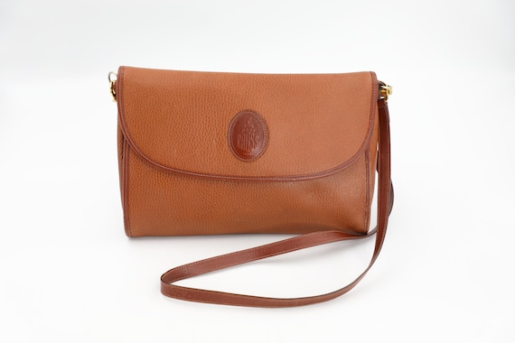 Mark Cross Crossbody Bag - Vinage Cognac Pebbled Leather Purse - Made in Italy