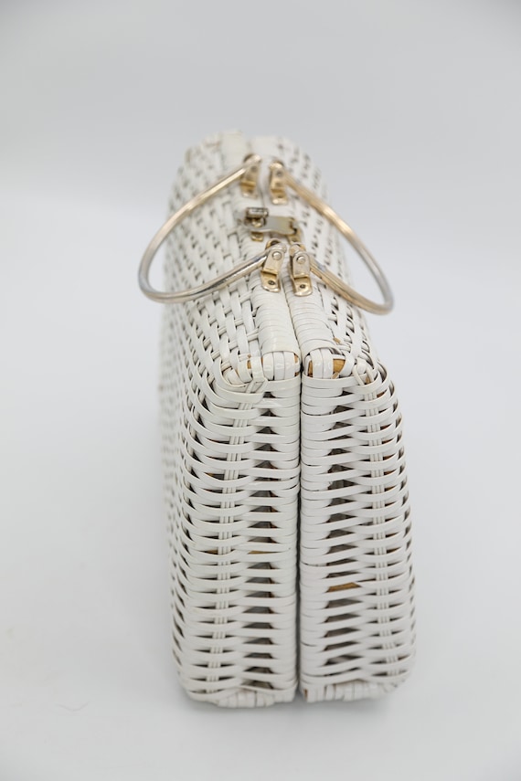 White Woven Rattan Basket Purse - image 6