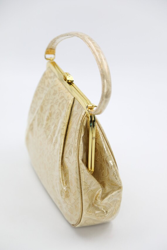 JR Florida Purse Gold Vinyl Handbag - image 5