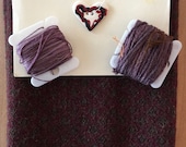 Hand Dyed Fat Eighth in MULBERRY with Coordinating Threads and Heart Button