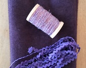 Hand Dyed Fat Eighth in Grape with Coordinating Thread and Hand Dyed Rickrack