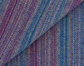Blue Multi-Striped Wool Fabric, Fat Quarter, Rug Hooking