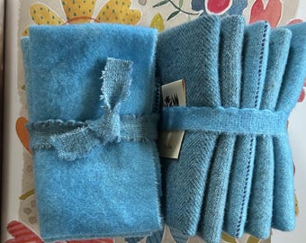 Sky Blue Hand Dyed Wool Bundle, Rug Hooking, Quilting, Applique