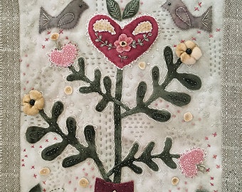 TREE of LIFE #3  Wool Applique Kit; Includes all Fabrics, Trims, Lace, and Threads for Slow Stitch Wool Wall Hanging