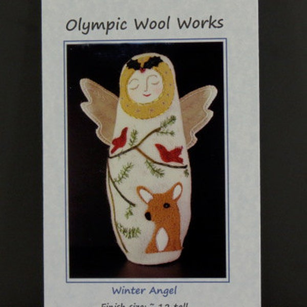 WINTER ANGEL Wool Applique Doll Paper Pattern, a Seasonal Design for Wool Applique