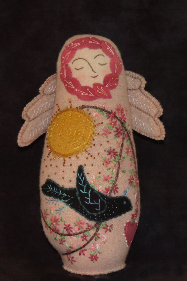Spring Angel Wool Applique Paper Pattern Etsy