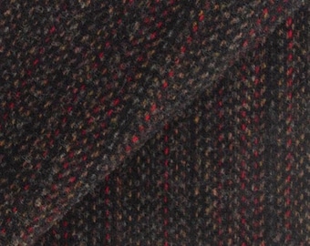 Dark Brown Multi Stripe with Hints of Red & Orange Wool Fat Quarter, Mill Dyed