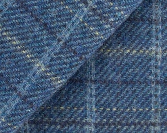 Navy Plaid with Touch of Gold Mill Dyed Wool for Rug Hooking and Appliqué