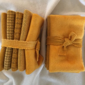MUSTARD YELLOW Hand Dyed Wool Bundle for Rug Hooking and Wool Applique
