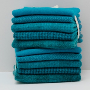 TRUE TURQUOISE Hand Dyed Wool Bundle for Rug Hooking, Rug Braiding, Wool Quilt Making and Wool Applique