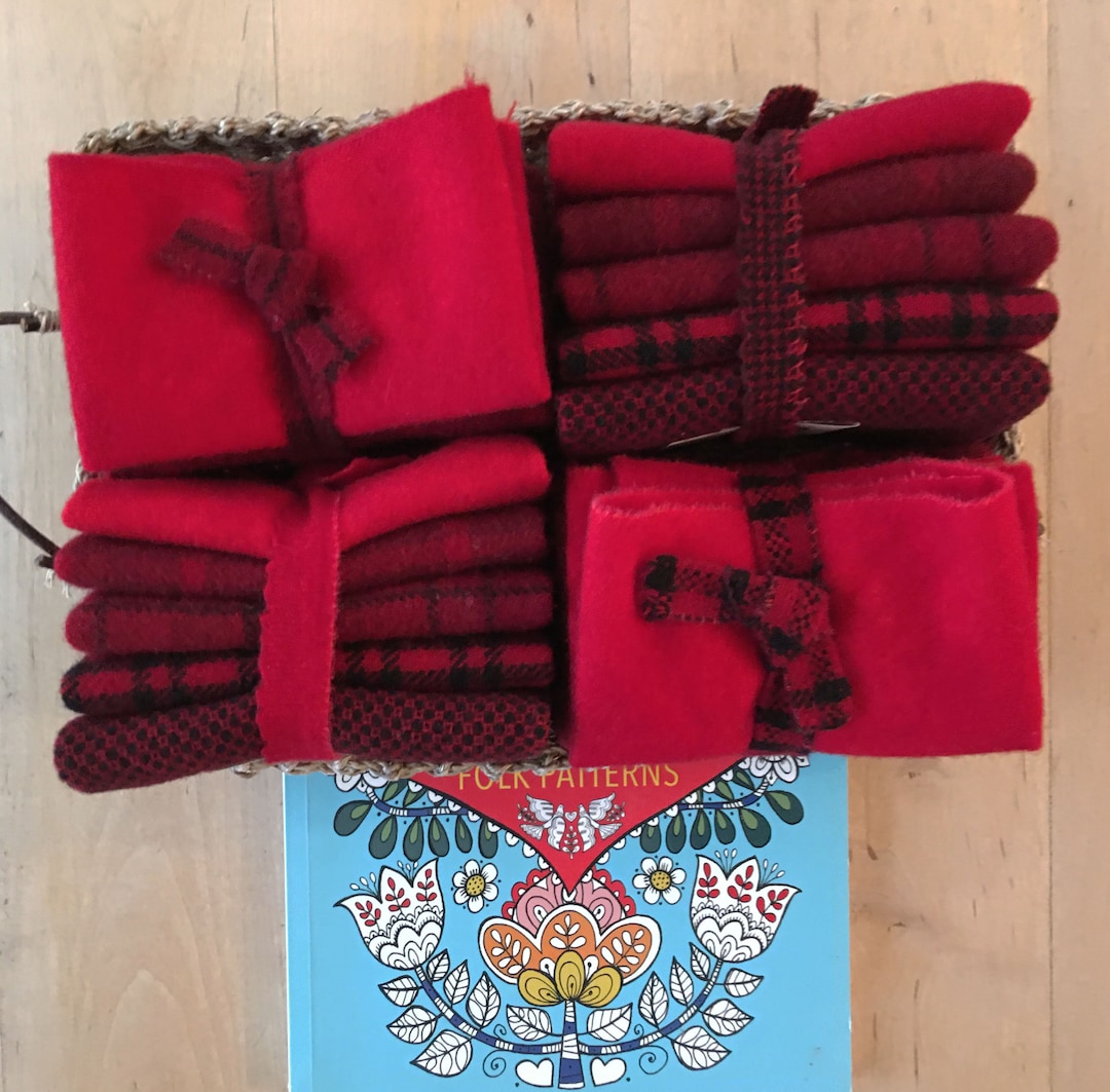 BRIGHT RED Hand Dyed Wool Bundle for Rug Hooking and Wool Applique - Etsy