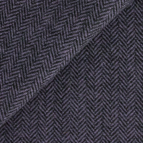 VIOLET and Black Herringbone Texture Mill Dyed Wool Fat Quarter Yard