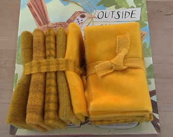 Hand Dyed SOLID Gold Wool Bundle, Rug Hooking, Quilting, Applique