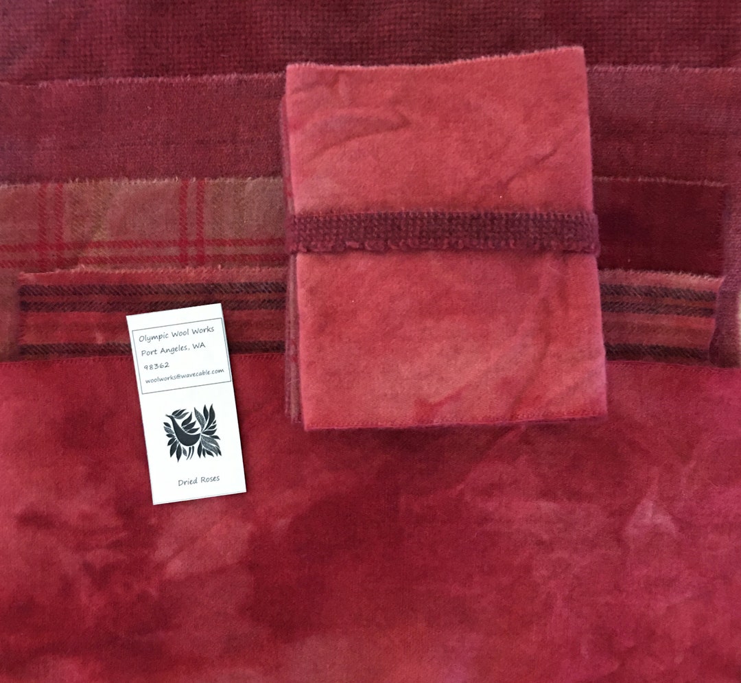 DRIED ROSES Hand Dyed Wool Bundle for Primitive Rug Hooking, Rug ...