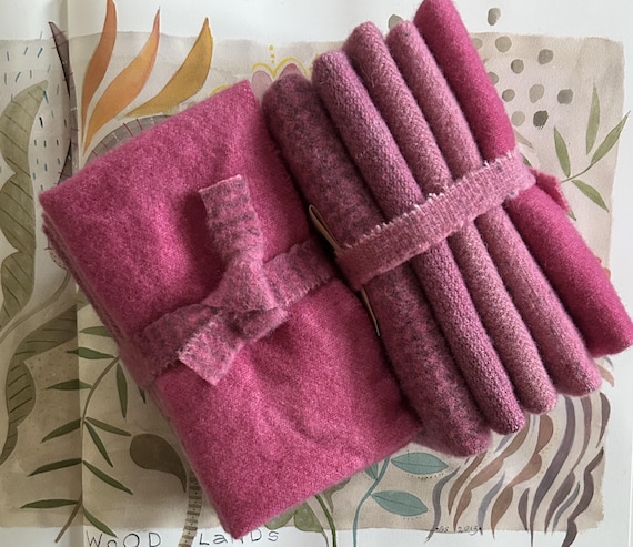 Amethyst Hand-Dyed Wool Fabric Bundle, Textile Art